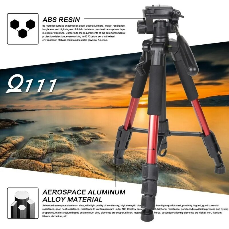 ZOMEI Q111 Profesjonalna przenośna aluminiowa kamera podróżna do trójkolorowego aparatu fotograficznego