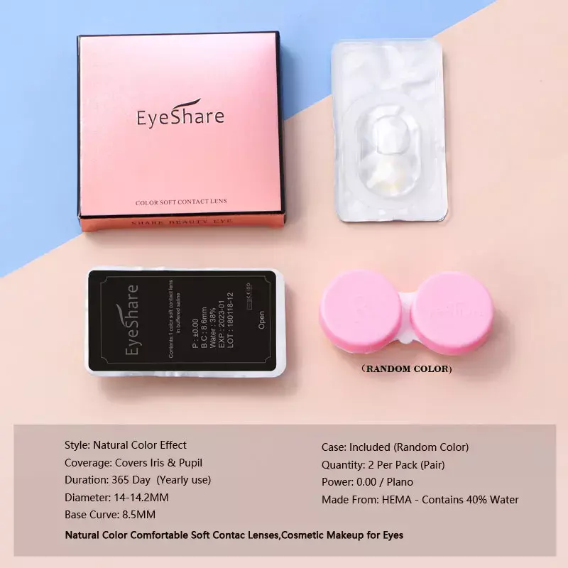 Eyeshare-lentes de contato naturais para os olhos, acessórios de beleza, cosméticos, cor azul, 2pcs