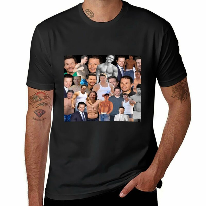 Mark wahlberg-t-shirt gráfica para homens, roupas hippie, estilo vintage, colagem de fotos