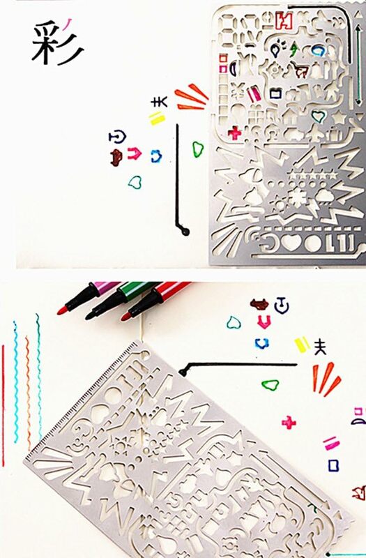 Metal Ruler Bookmark Journal Stencil Drawing Graphics Template Scale DIY Kit for Planner Scrapbooking