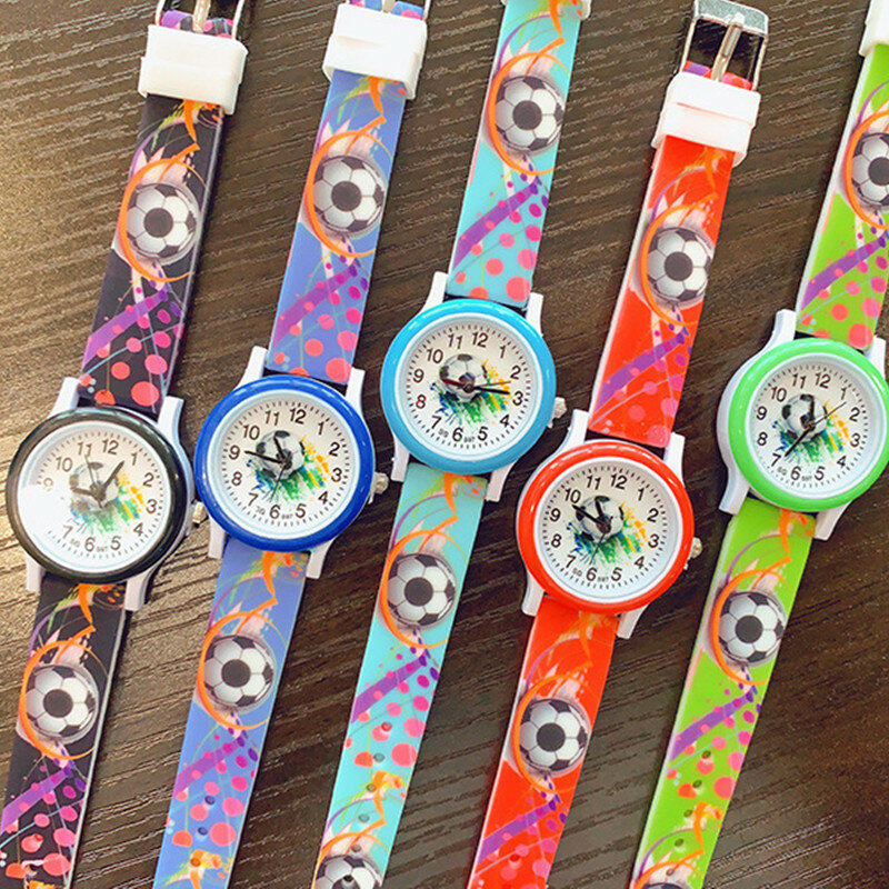 2022 New Football Printing Silicone Band Children's Watch Boys Girls Cute Cartoon Quartz Watch Watches