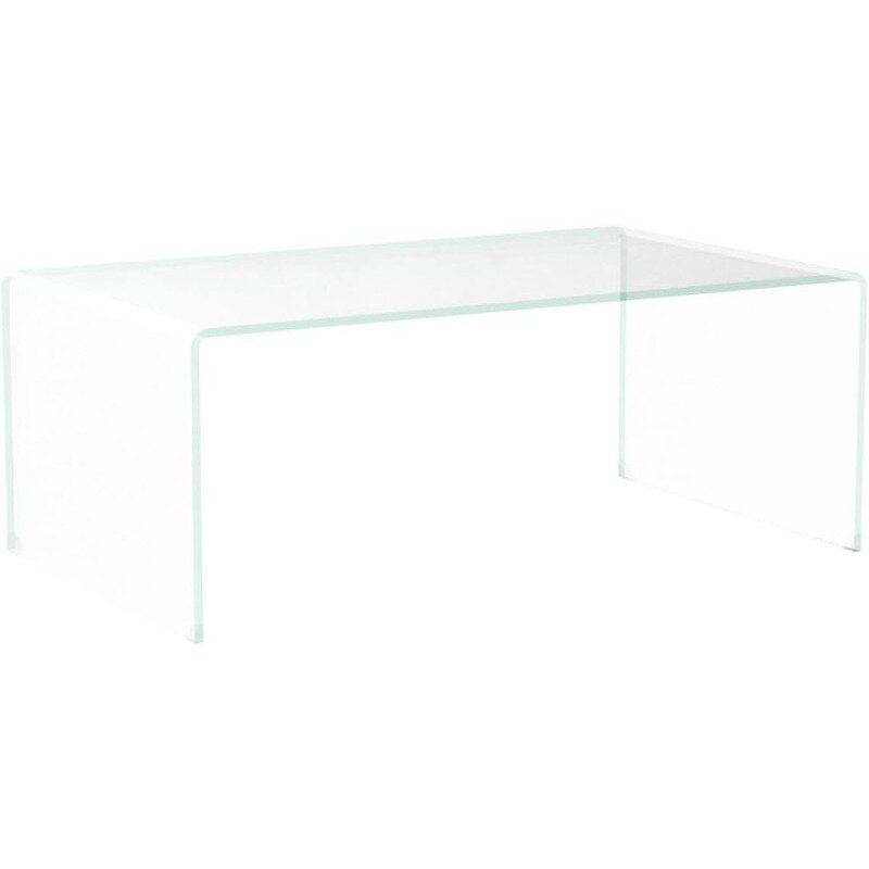 Mesa de centro de cristal para sala de estar, mesa de centro transparente con vidrio templado de 0,47 pulgadas, pequeña y moderna