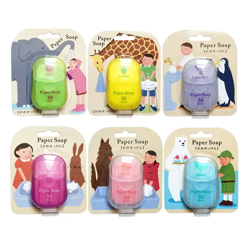 50 Buah/Boks Kertas Sabun Sekali Pakai untuk Bepergian Kertas Sabun Cuci Tangan Mini Kertas Sabun Beraroma Lembar Potongan Mandi Persediaan Pembersih