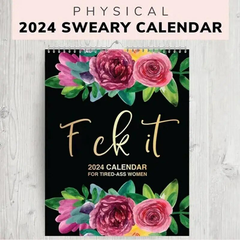 2024 календарь для уставших женщин, Забавный бумажный календарь с надписью «Tired-Ass» для 12 месяцев детей, креативный Новогодний подарок в помещении