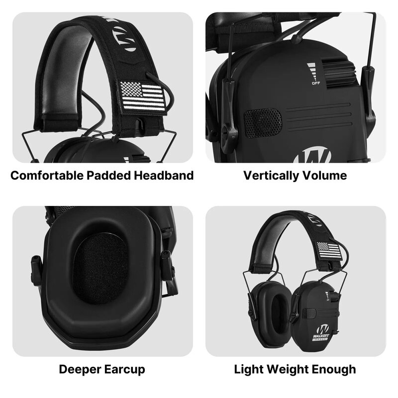 AliExpress Collection 워커용 전자 귀마개, 슬림 울트라 로우 프로파일 컴팩트 디자인, 범위 조절 가능, 사격 사냥 청력 보호