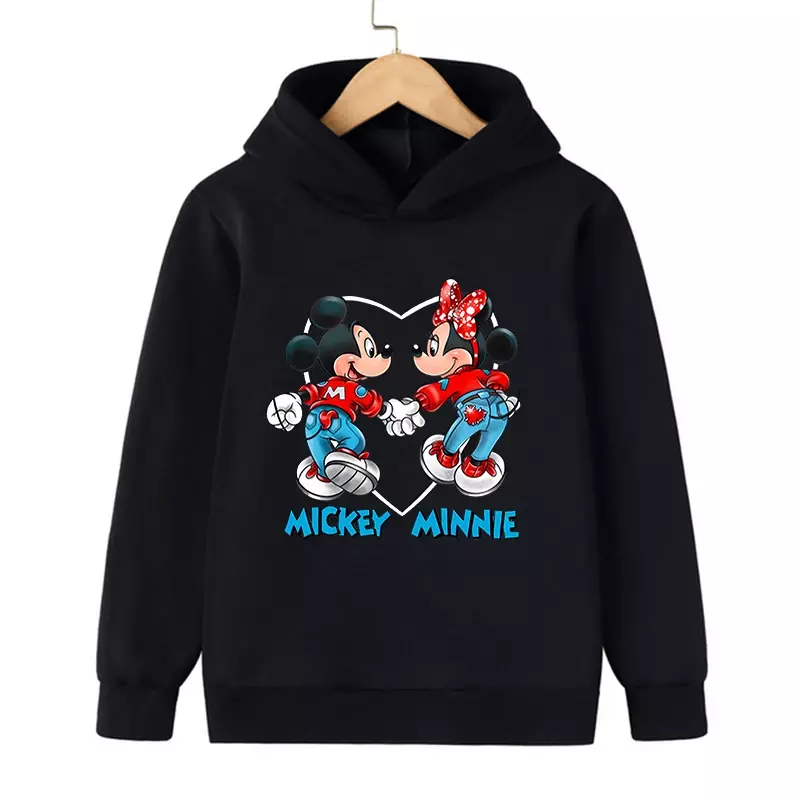 Disney Mickey Minnie Mouse felpa con cappuccio da uomo e da donna Grunge Y2K Cartoon Manga Anime abbigliamento per bambini felpa con cappuccio Baby Top