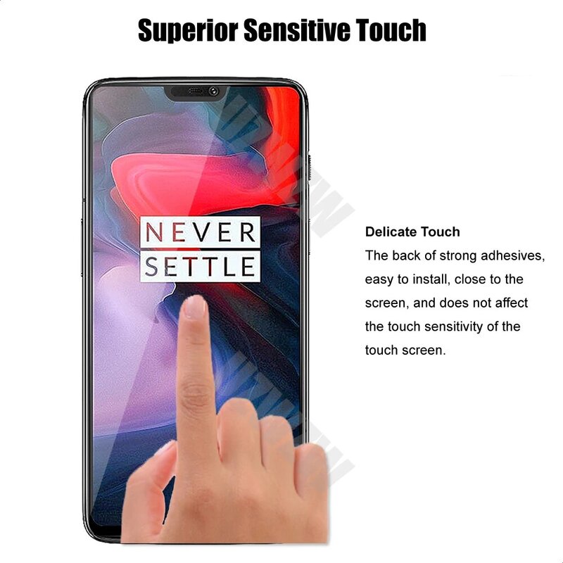 4 in 1 For Oneplus 6 (2pcs) Full Coverage Tempered Glass Screen Protector & (2pcs) Camera Lens Protective Film