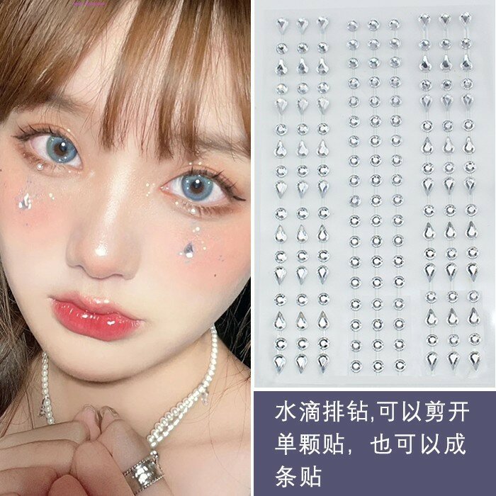 Disposable Tattoo Stickers 3D Face Jewelry Crystal Diamond DIY Eyes Face Body Rhinestones Waterproof Makeup Art Party Decoration