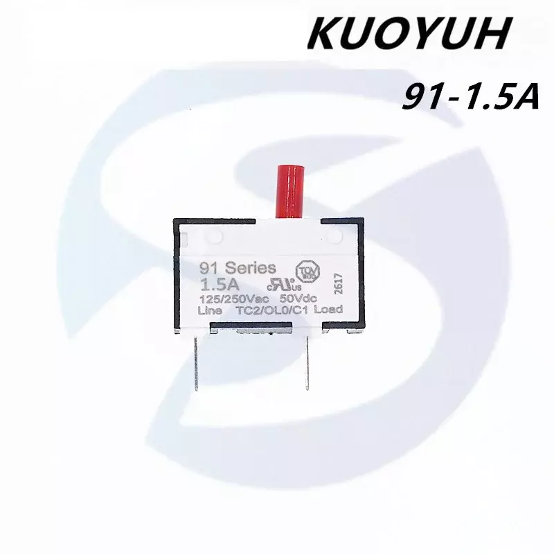 KUOYUH 소형 전류 보호기, 91 시리즈 0.5 1.0 1.5 2.0 3.5 5.0 8.0 9.0A 전류 보호기, 과전류 스위치 모터 기기