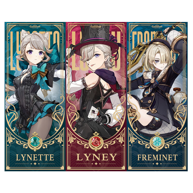Genshin Impact Collection Cards Games Fontaine Lyney Lynette Freminet Cosplay Props Anime Tarot Card Game Collection Cards Gifts