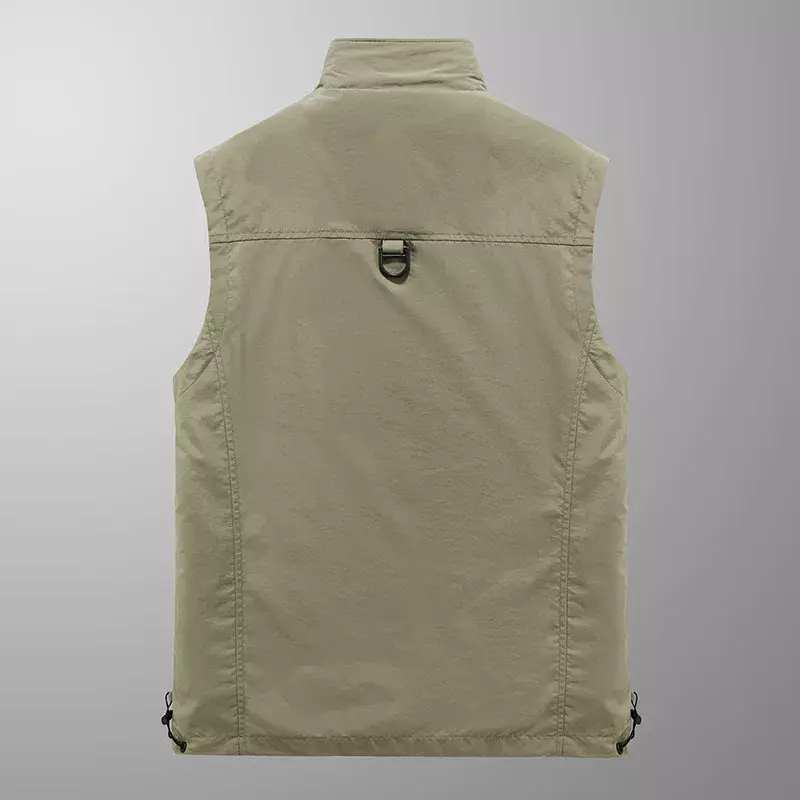 FGKKS Men Outdoor Vest Multi-Pocket Solid Color Fishing Director Reporter Work Waistcoat Photography Casual Vest Jacket Male