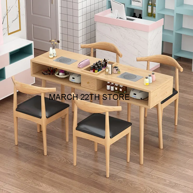 Mesa de unhas de madeira simples para salão, móveis nórdicos, retangular, mesa de manicure, minimalista, vácuo, móveis, especialidade, HD50ZJ