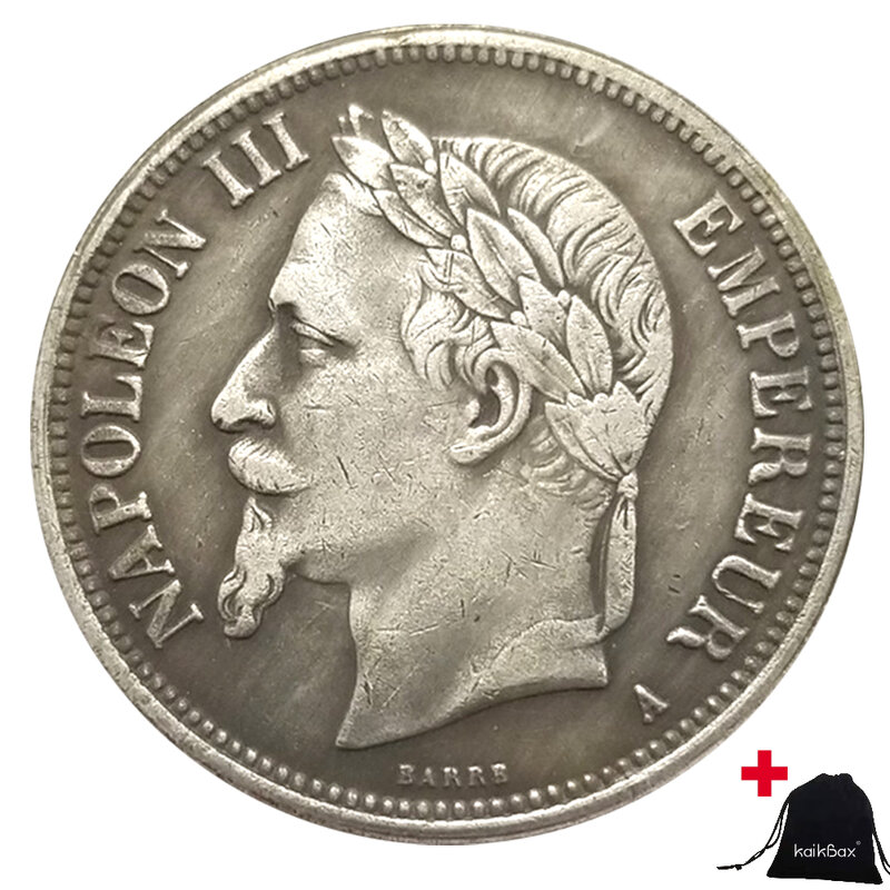 Luxury 1861 French Republic Empire Half-Dollar Couple Art Coin/Nightclub Decision Coin/Lucky Commemorative Pocket Coin+Gift Bag