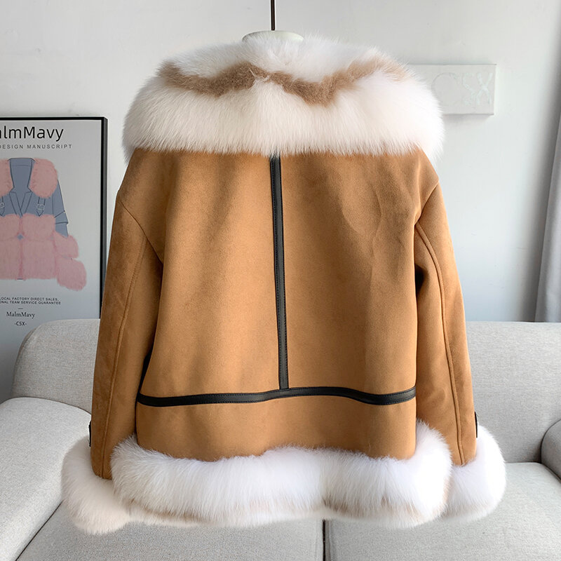 Aorice New Design Women giacca con collo in vera pelliccia di volpe inverno femminile caldo piumino d'anatra fodera CT304