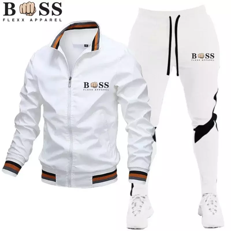 2024 nuovi uomini set giacca + pantaloni della tuta cerniera di alta qualità colletto alla coreana tuta sportiva Jogging abbigliamento Fitness per uomo tute