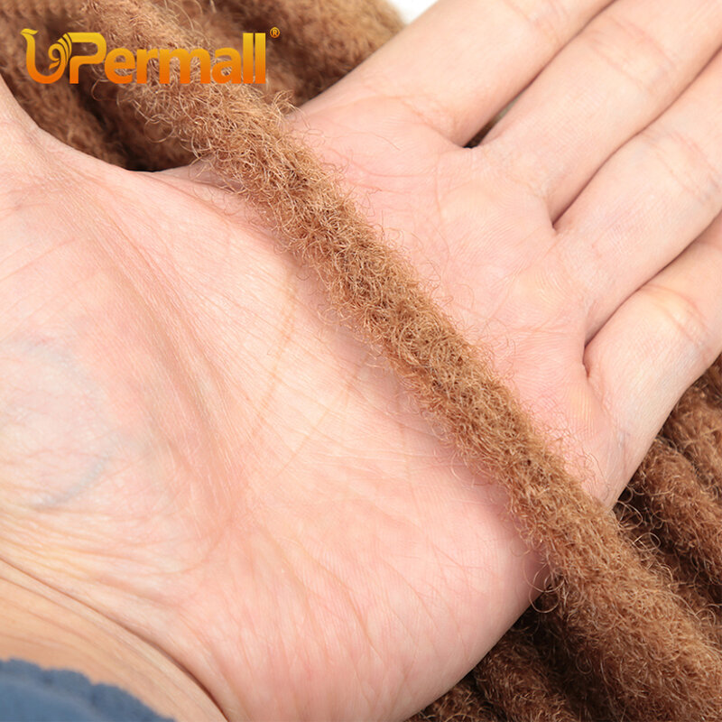 Upermall-extensiones de cabello humano 100% Remy Locs para hombre y mujer, pelo de ganchillo de Rastas, cabeza completa de 0,6 Cm, 8-26 pulgadas, 40-70 Uds.
