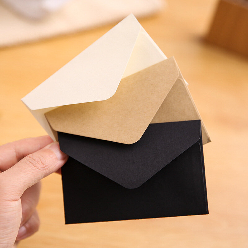 20 pçs branco clássico preto kraft em branco mini papel janela envelopes casamento convite envelope presente