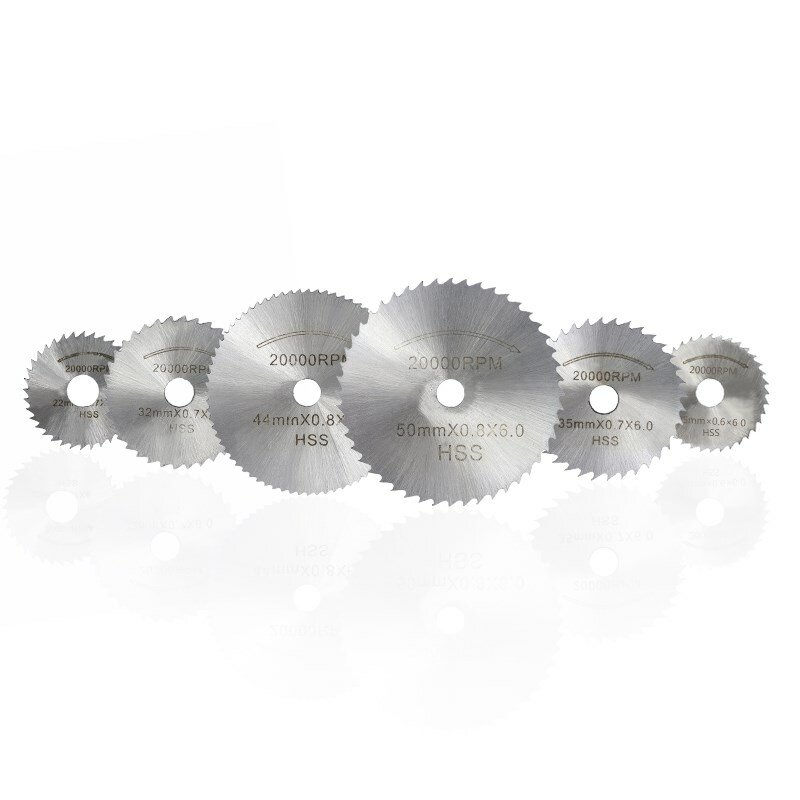 XCAN 6 pz/7 pz Mini Set di lame per seghe circolari HSS disco da taglio utensile rotante per Dremel accessori strumenti dischi da taglio per legno