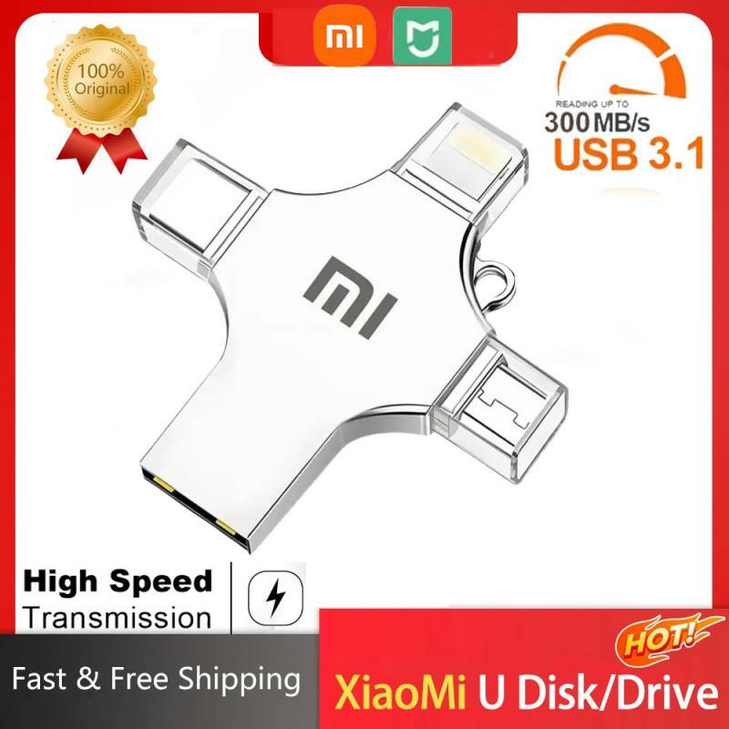 MIJIA 샤오미 C타입 OTG USB 플래시 드라이브, 아이폰, 안드로이드 PC용, 마이크로 USB 스틱, 2TB 3.0, 1TB 메모리, 4 in 1