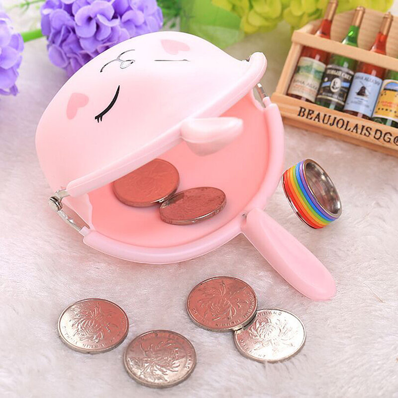 Fashion Cute Cartoon Rabbit Design Coin Purse Zipper Silicone Wallet Small Key Card Bag