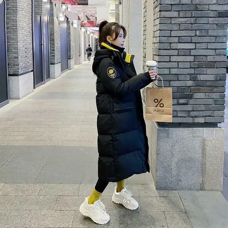 Новинка 2023, женская зимняя куртка-пуховик с капюшоном Xplosion средней длины, свободное Фирменное пальто