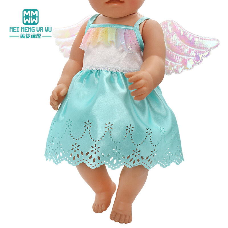 Pakaian Boneka untuk 43 Cm Baru Lahir Boneka dan Amerika Boneka Aksesoris Modis Kasa Gaun, Busur Gaun