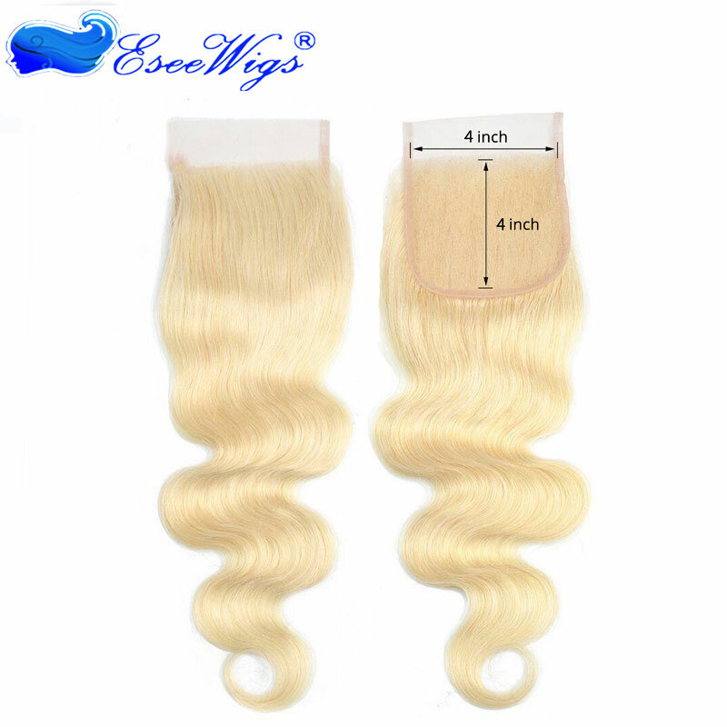 Blonde Hair 4×4 Lace Closure Body Wave Human Brazilian Remy Hair Straight Closure Pre Plucked 613 Human Hair Lace Closure