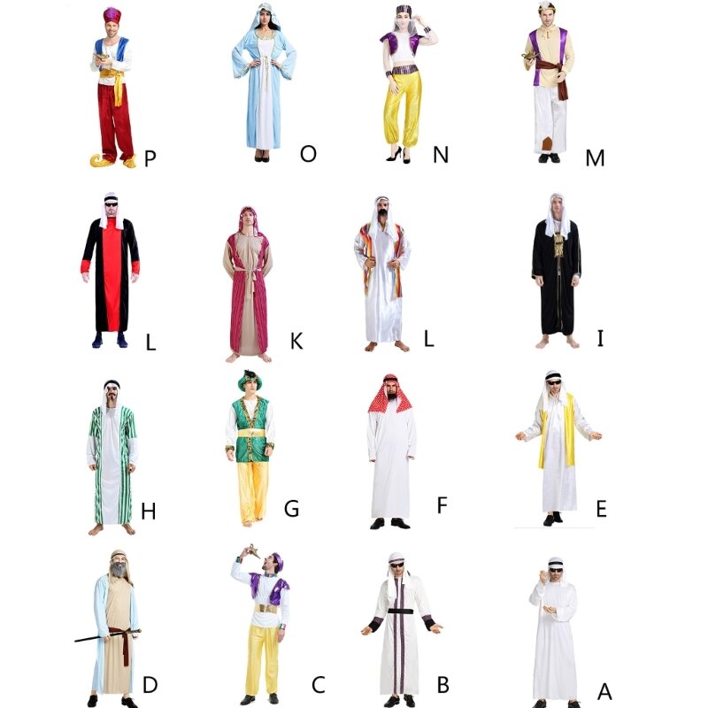 Costume arabe d'halloween pour femmes hommes, vêtements du moyen-orient dubaï, coiffure longue, voile, haut court, pantalon,