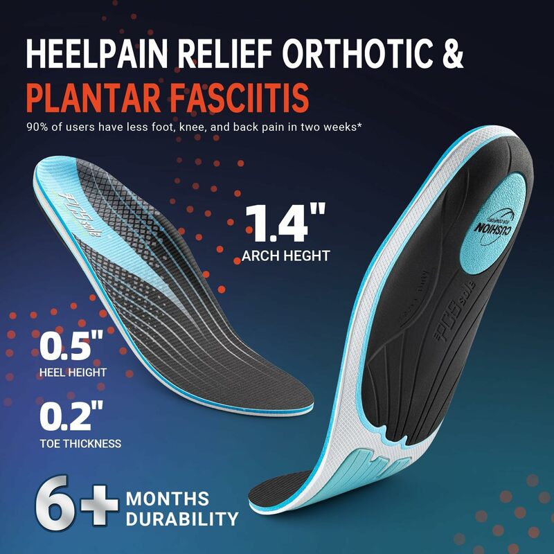 Pcsole-plantillas ortopédicas para fascitis Plantar, inserciones de soporte de arco de alta resistencia con cojín cómodo, alivio del dolor, 220 + lbs