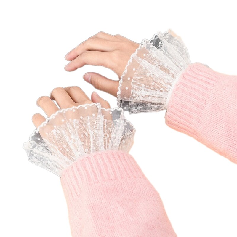 Ozdobne rękawy koronkowe sztuczne mankiety modne rękawy sweter nadgarstek mankiety dekory Drop Shipping