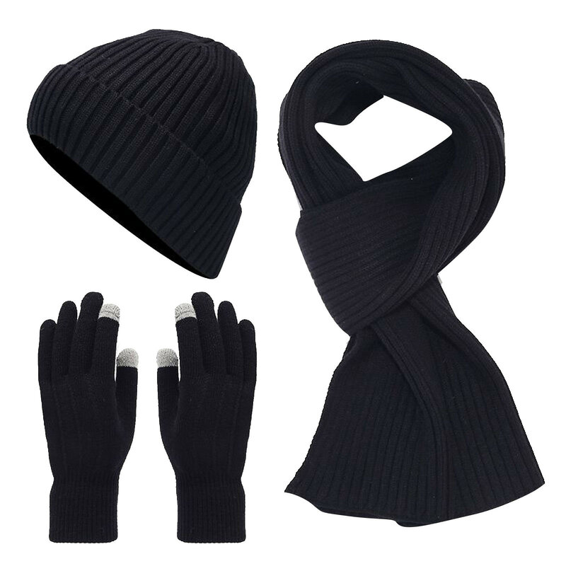 Conjunto de cachecol e chapéu monocromático tricotado para mulheres, acessórios quentes grossos, lenço, acessórios elegantes, inverno 2023, 2024, 2023