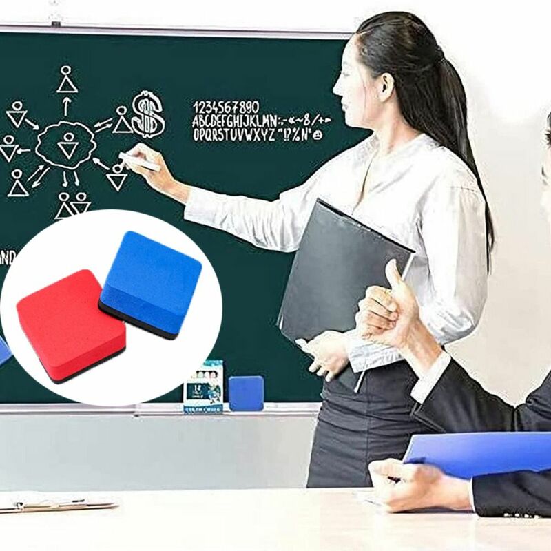 EVA Felt Whiteboard Eraser, material de escritório, Dual-color marcador magnético, quadrado Blackboard Wipe, sala de reunião, 2pcs