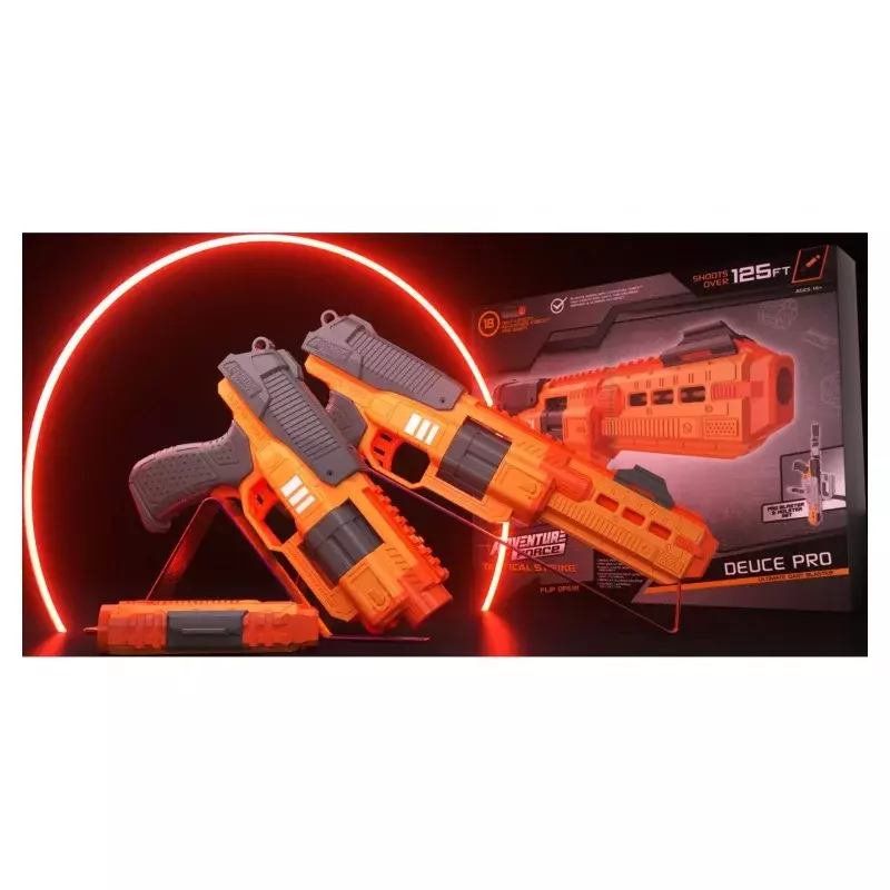 Adventure Force Tactical Strike Deuce Pro Ręczny pistolet do rzutek Blaster Zabawka na zewnątrz z 24-piankowymi rzutkami Pro