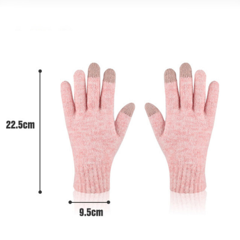 Зимние женские сохраняющие тепло кашемировые простые однотонные вязаные перчатки для сенсорных экранов для езды на велосипеде и вождения разноцветные модные эластичные перчатки