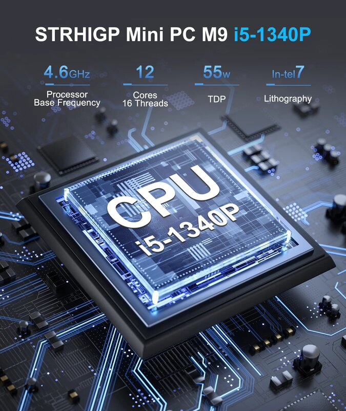 Hystou 인텔 코어 데스크탑 미니 게임용 PC 컴퓨터, 윈도우 10 리눅스 CPU i5-1340P, 무료 배송