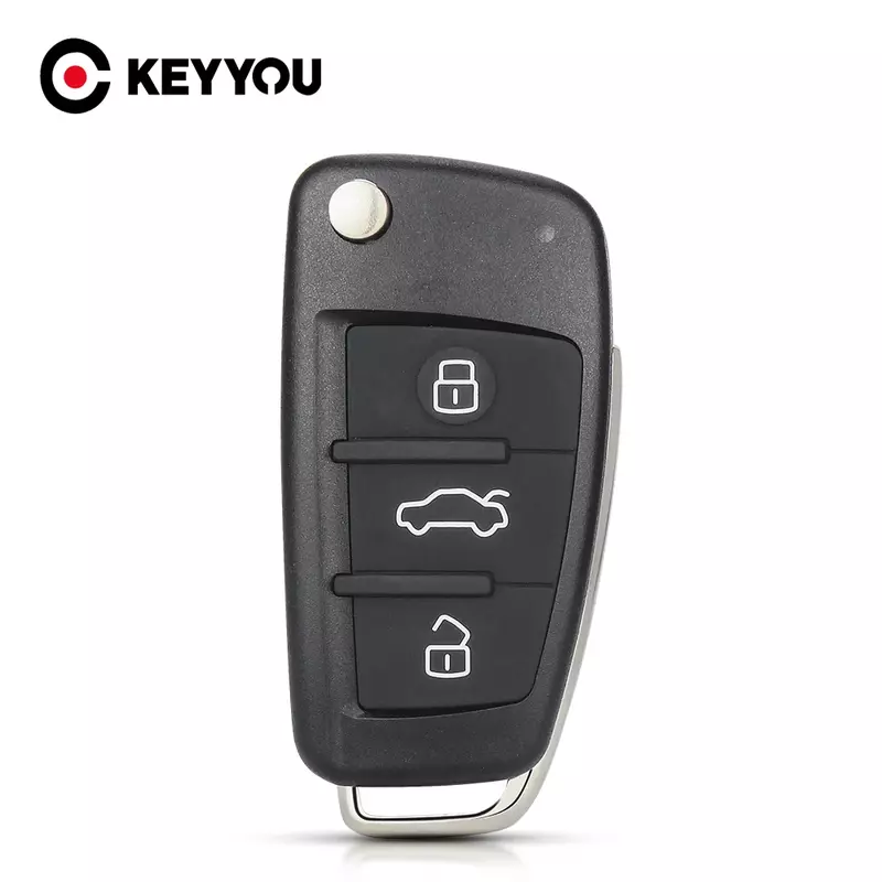 KEYYOU 3 Button Folding Remote Flip Car Key Case Shell Fob For Audi A2 A3 A4 A6 A6L A8 Q7 TT Key Fob Case Replacement