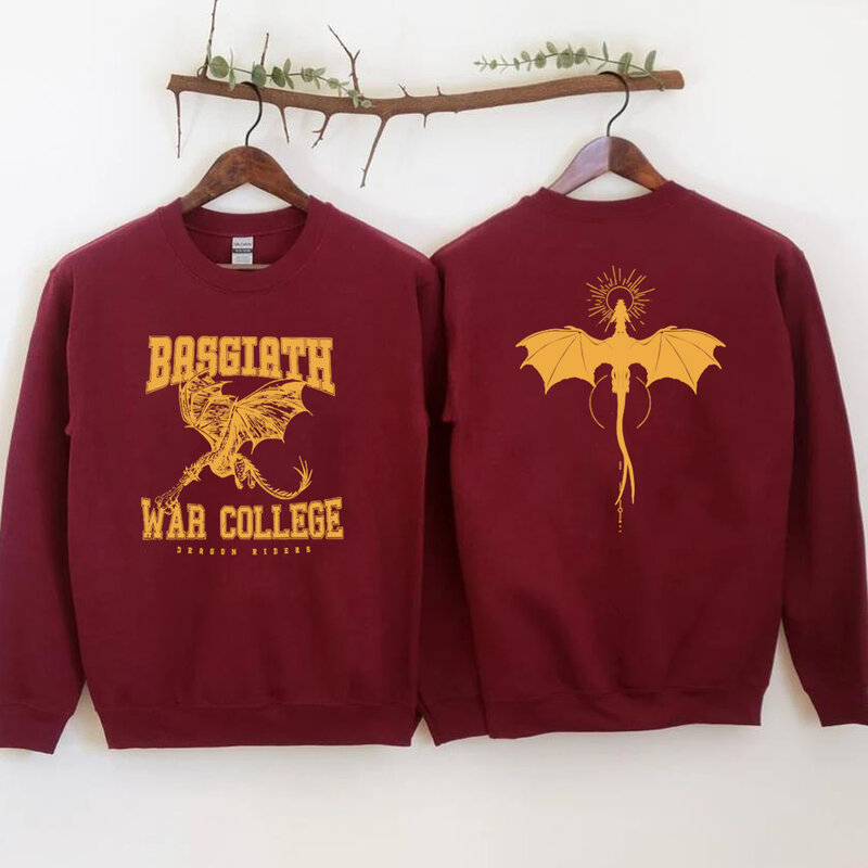 Vintage Fourth Wing Sweatshirt Dragon Rider 2 Side Print Basgiath War College Hoodie Empyrean Series Fantasy Bookish Sweatshirts