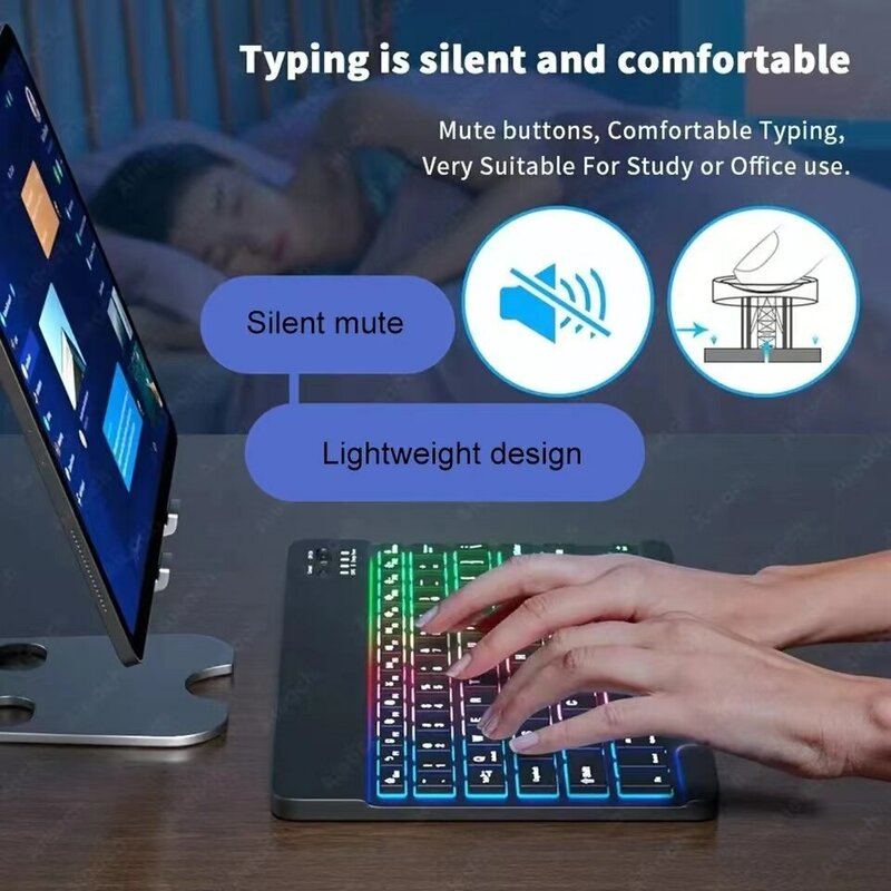 10-дюймовая клавиатура и мышь с подсветкой для iPad Bluetooth-клавиатура для IOS Android Windows Беспроводная клавиатура и мышь
