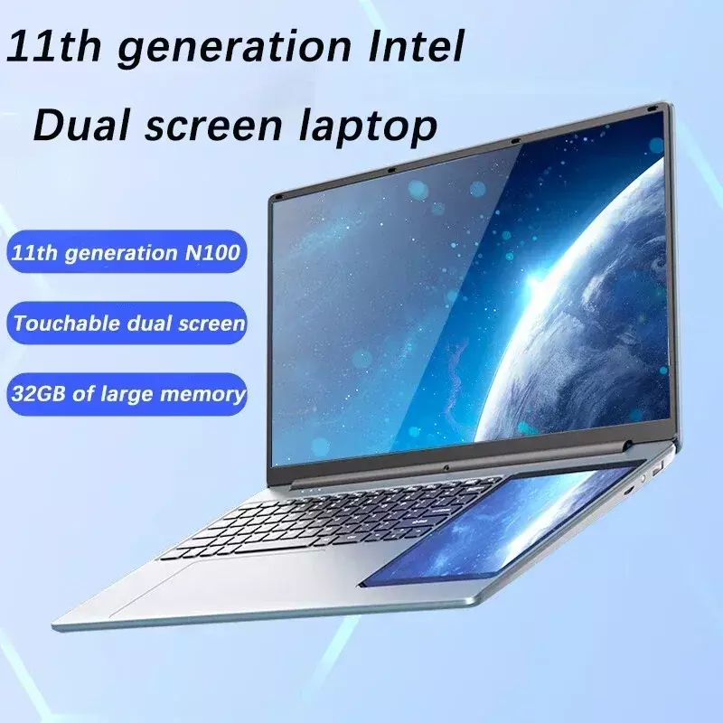 2024 New High-performance 15.6+7-inch Dual Screen Laptop Full Metal Casing 180 °Rotating Screen Notebook Gamers Work Laptops