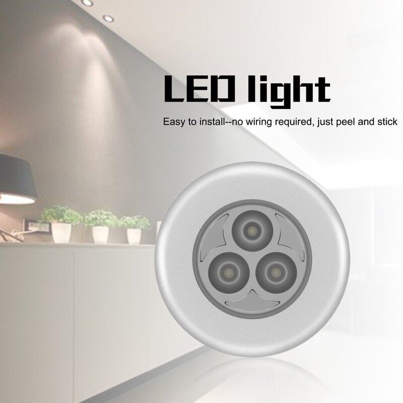 Mini veilleuse LED à piles, lampe de chevet, lampe de secours, ronde, tactile, plafond, mur, armoire, 2024