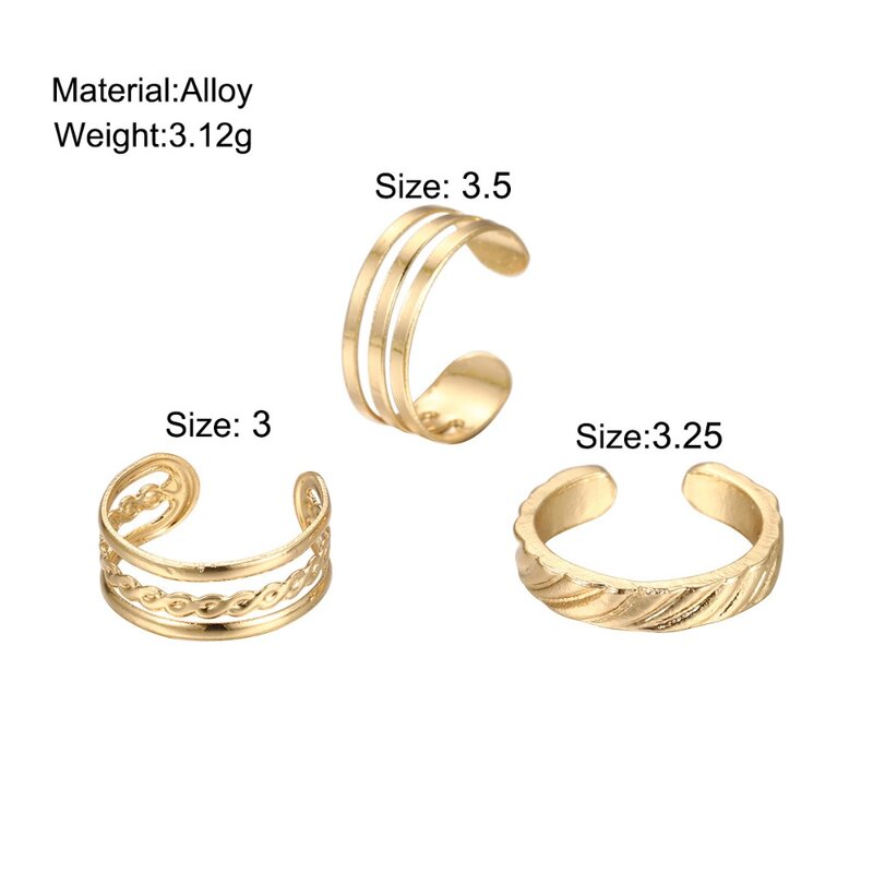 3PCS Fashion Ins Open Toe Rings per le donne regolabile semplice Minimal Hollow Heart Summer Beach Smooth Feet Ring Jewelry on Foot