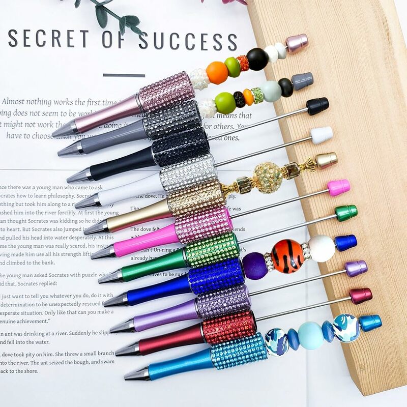 Diamante frisado canetas esferográficas, criativo DIY adesivo artesanal conjunto, caneta escola por atacado, 34pcs