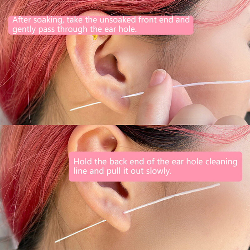 Pierced Ear Cleaning Set Herbal Fresh Mint Solution Dental Floss Ear Hole Aftercare Tool Kit Earrings Hole Cleaner 15/30ml