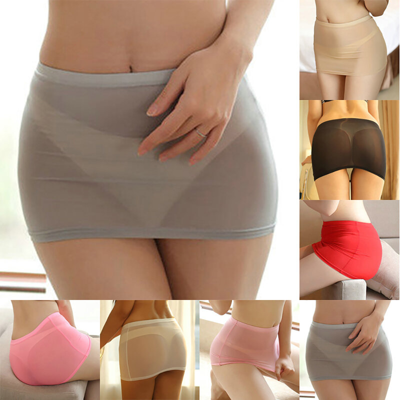 Women Sexy Transparent Skirt Mini Elastic Perspective Slim Fit Package Hip Cute Ultra Thin Temptation Nightwear Pencil Skirt