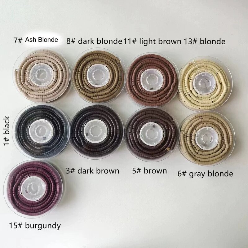 1000/roll 5.0MM*3.0MM*3.0MM hair extension button Silicone ring hair extension button  multiple colours Hair Extensions Tools
