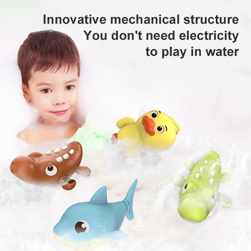 Mainan mandi balita lucu kartun berenang mesin jam mengibas ekor berputar perangkat bak mandi pantai mainan angin