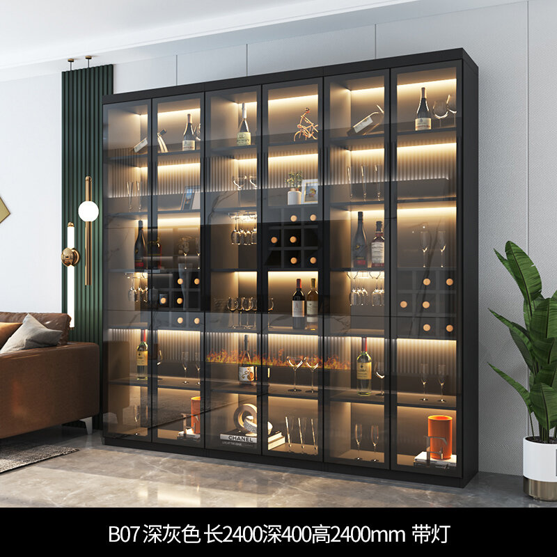 خزانة عرض زجاجية للنبيذ ، إضاءة حديثة ، غرفة معيشة منزلية صغيرة فاخرة للتخزين الجانبي لغرفة الطعام ، أثاث بار Vin Meuble ، KMWC