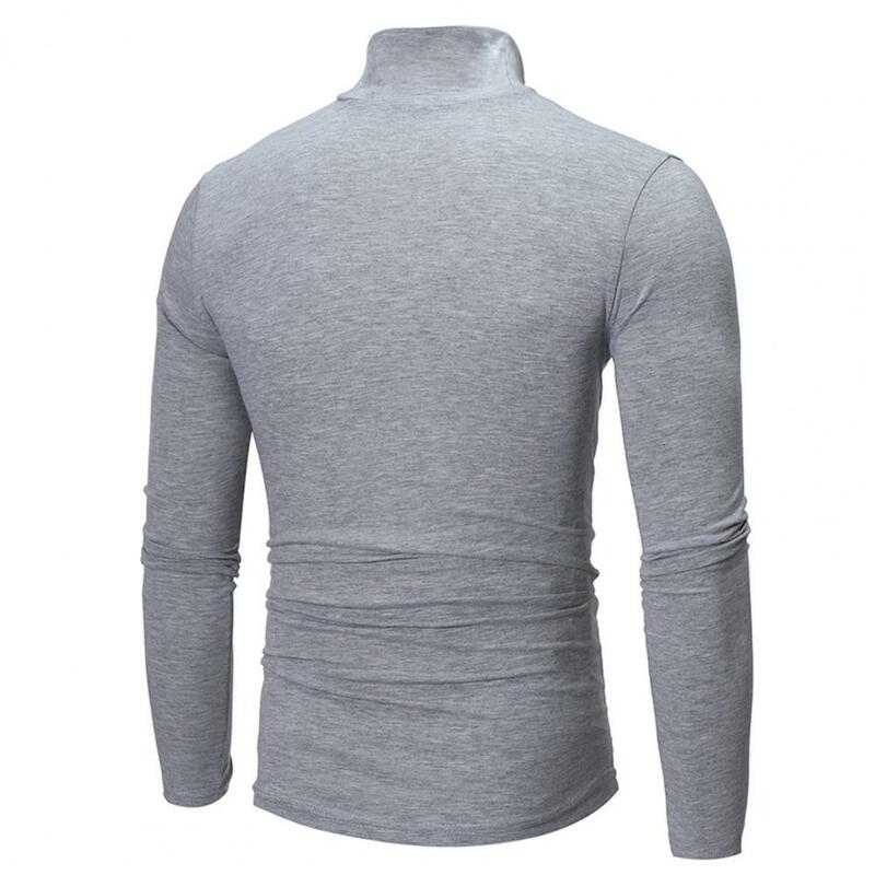 Wąska męska jesienno-zimowa bluza z golfem z długim rękawem, elastyczna, cienki sweter bluza Streetwear
