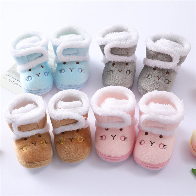 Zapatos de invierno para bebés recién nacidos, zapatos gruesos y cálidos para primeros pasos, lindos zapatos para bebés, niños y niñas de 0 a 9 meses