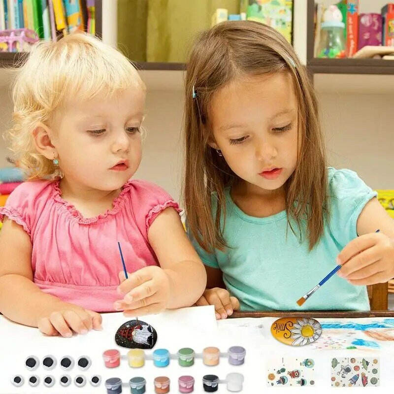 Kids Rock Painting Kit Stone Painting Art Toys Fine Motor Toys fun and Educational Toys DIY Crafts for Kids great birthday gift